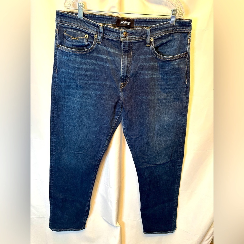 Revtown Decade Denim‎ Automatic Size 38x32 Straight Leg Jeans Stretch Med Wash